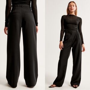 Abercrombie & Fitch Sloane Tailored Trouser Wide Leg Pant Black 31 (12) SHORT